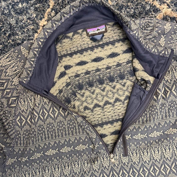 Patagonia Men’s 2 tone blue Patterned Zip Up Sweater - Picture 4 of 11